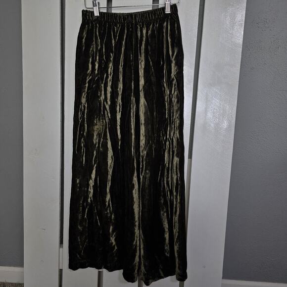 CP Shades Velvet Rayon Pull On Olive Wide Leg Pants Size XS Festival Boho Beach - Picture 1 of 10